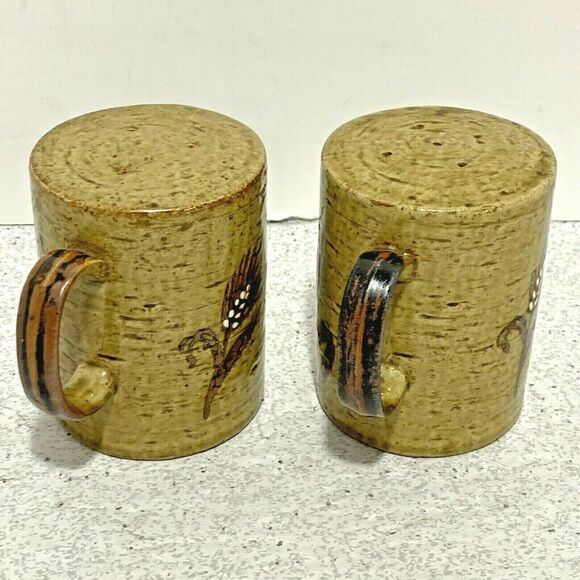 Otigiri 1970’s salt & pepper shakers set retro stoneware wheat pottery handles - Picture 4 of 9